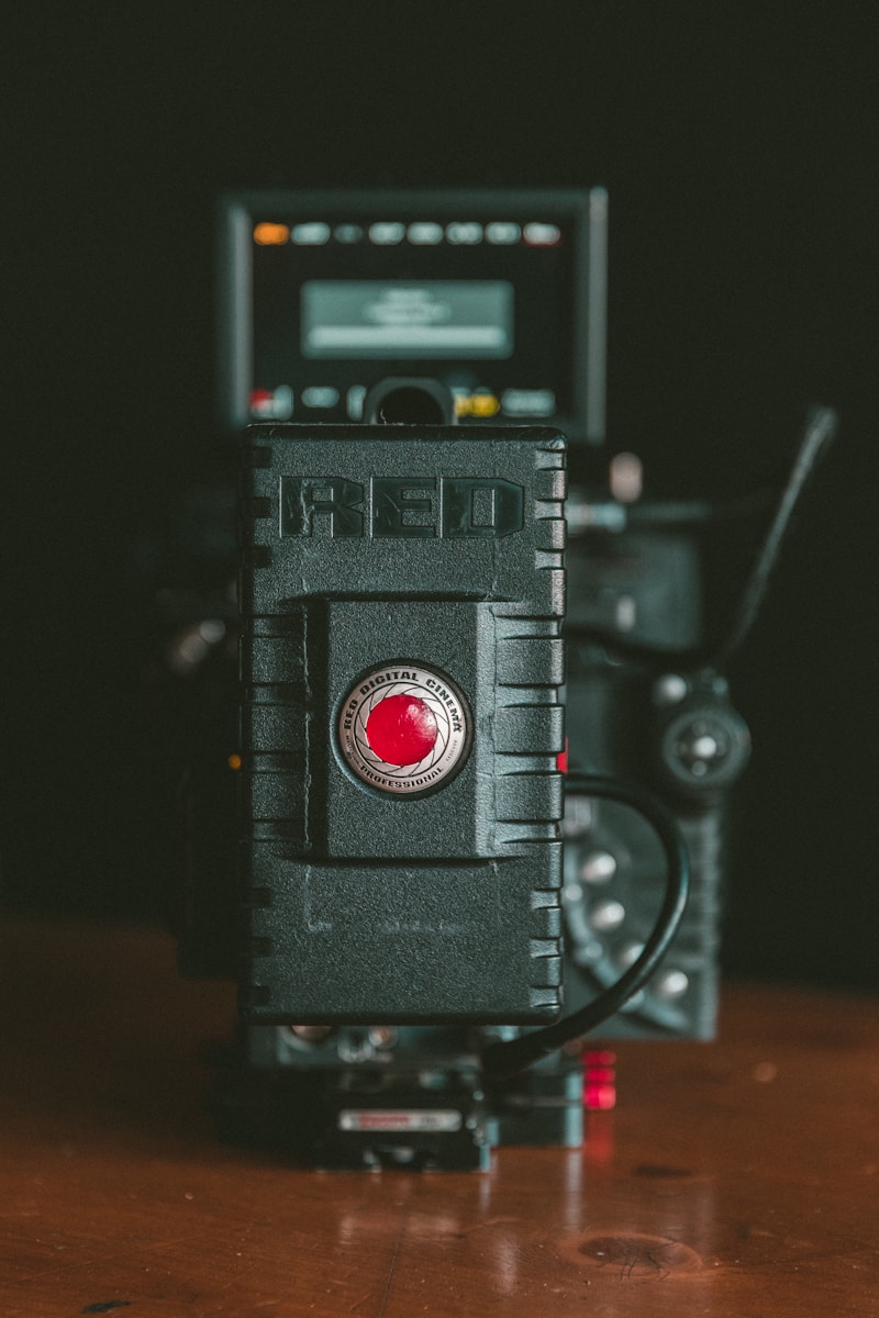 close-up photography of black camera