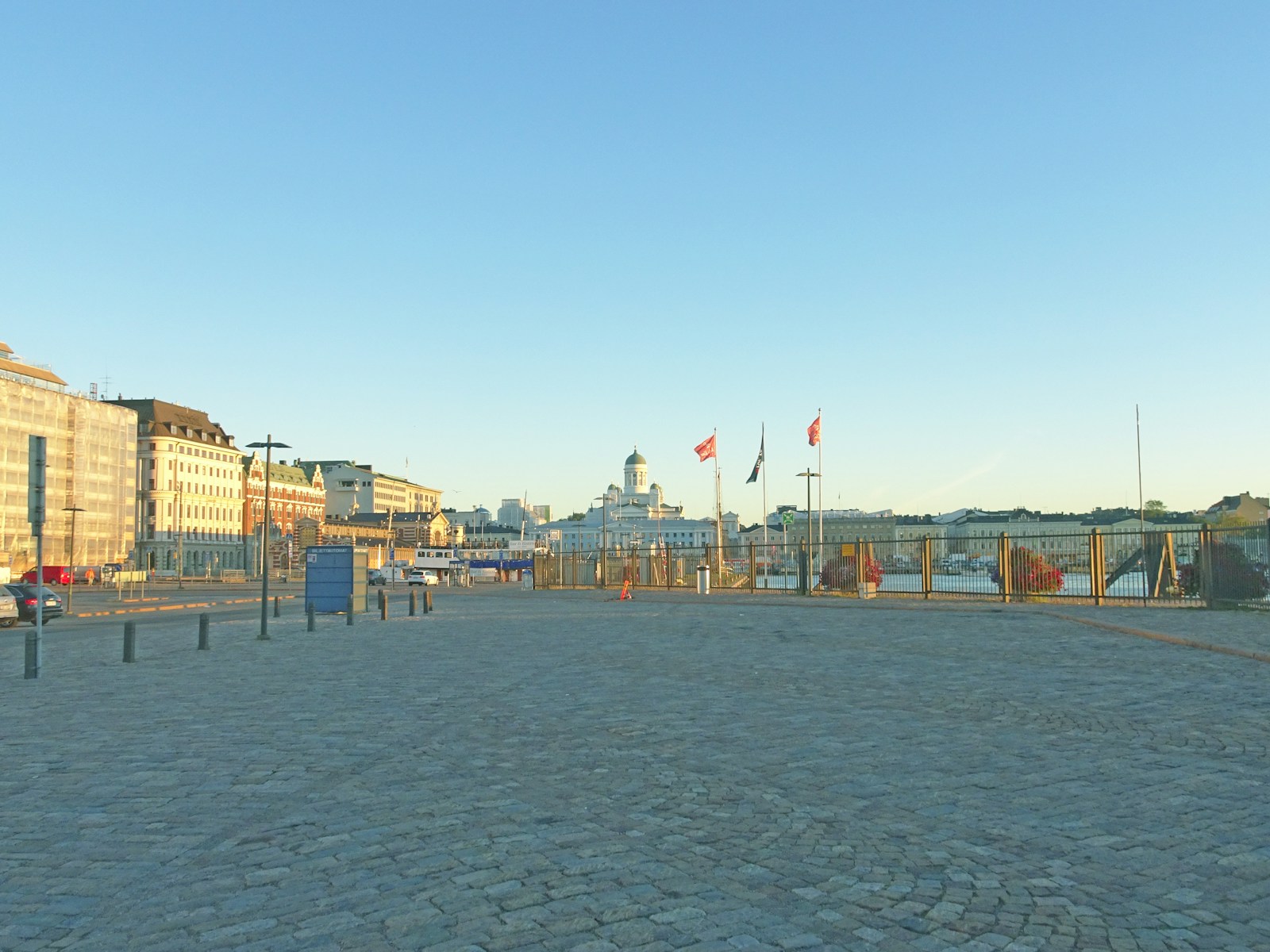 a cobblestone street in a european city